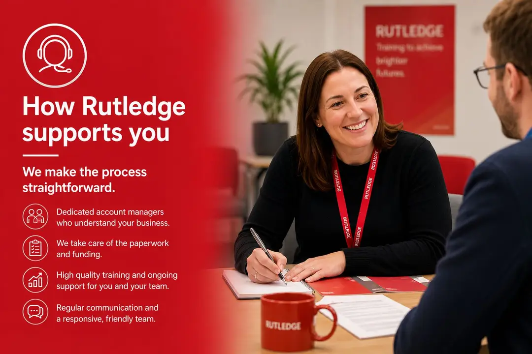 Rutledge team member meeting with an employer client at a branch in Northern Ireland