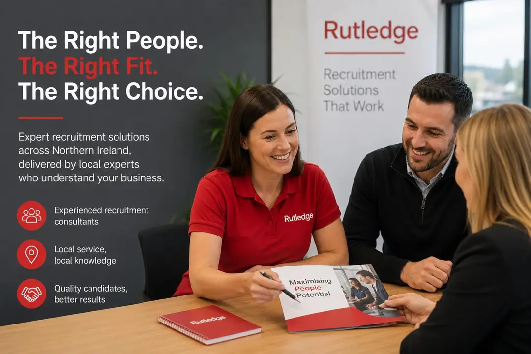Rutledge recruitment team meeting with employer clients in a Northern Ireland branch