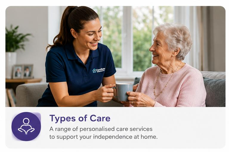 Rutledge carer sharing a cup of tea with an older lady at home in Northern Ireland